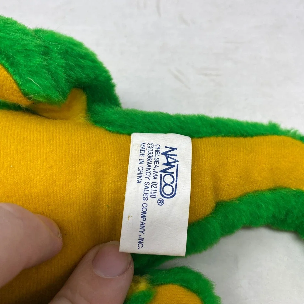 Vintage 1996 Nanco Alligator with Frog Plush Stuffed Animal Green Yellow 14 inch